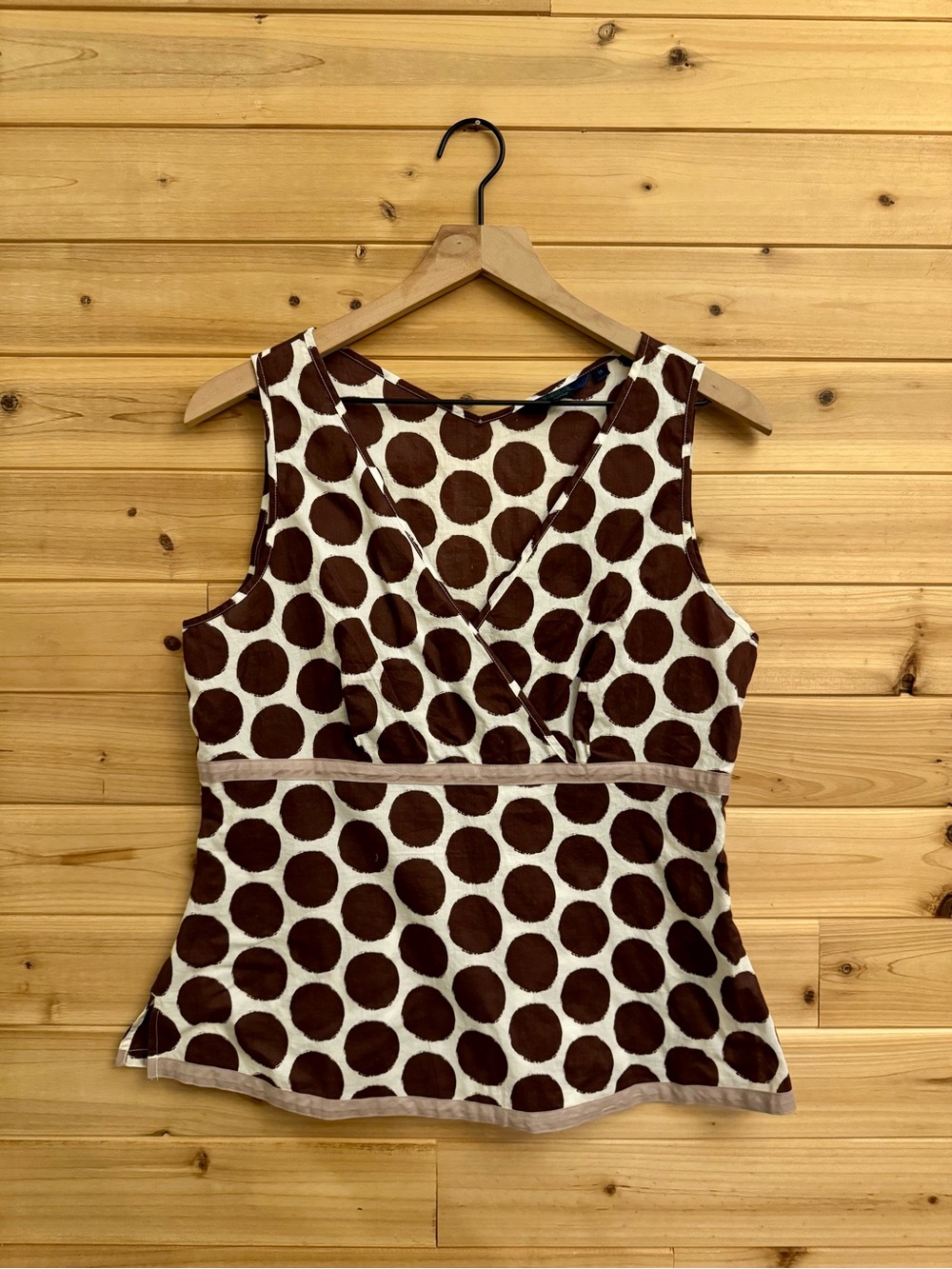 Y2K Boden Size Large Cotton Polka Dot Surplice Babydoll Tank Top Coquette Girly